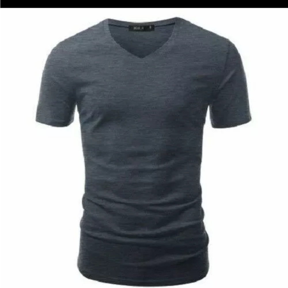 NWT - Doublju Mens V-Neck Short Sleeve Tee, M, blue